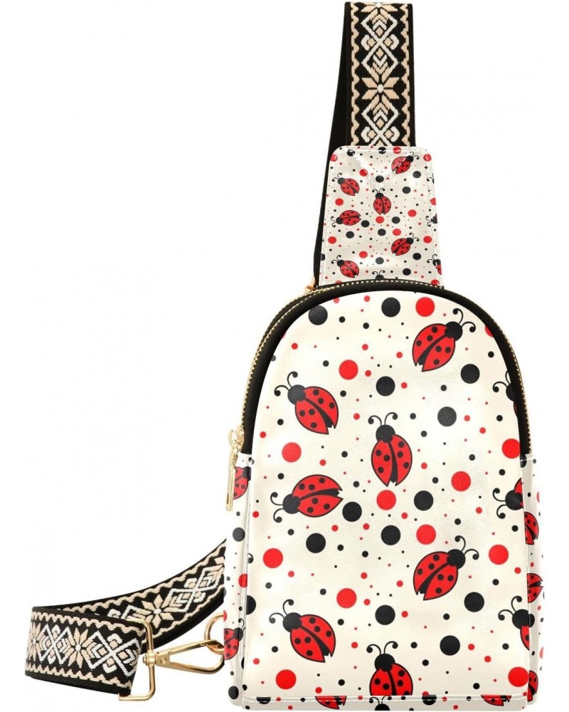 Small Sling Bag Stylish Red Ladybugs Dots Polka Crossbody Bag PU Leather Sling Purse for Women $18.28 Crossbody Bags