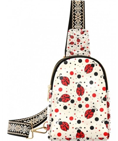 Small Sling Bag Stylish Red Ladybugs Dots Polka Crossbody Bag PU Leather Sling Purse for Women $18.28 Crossbody Bags