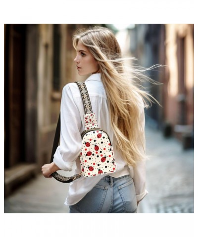 Small Sling Bag Stylish Red Ladybugs Dots Polka Crossbody Bag PU Leather Sling Purse for Women $18.28 Crossbody Bags