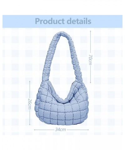 Quilted Tote Bag for Women Puffer Bag, Lightweight Padding Shoulder Bag Puffy Tote Bag Quilted Crossbody Handbag Dark Blue $1...