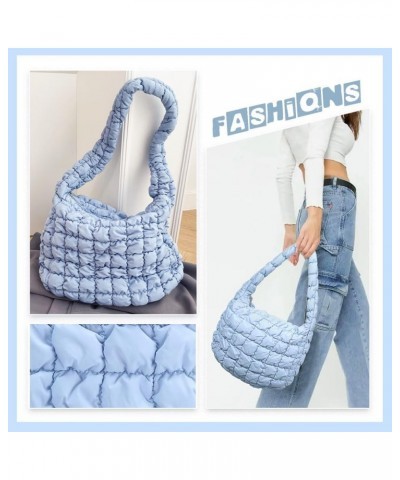 Quilted Tote Bag for Women Puffer Bag, Lightweight Padding Shoulder Bag Puffy Tote Bag Quilted Crossbody Handbag Dark Blue $1...