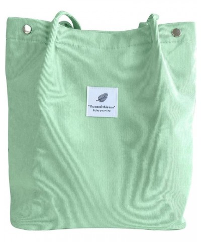 Women's Shoulder Handbags Women Corduroy Tote Bag Big Capacity with Pockets for Office School Green $8.50 Totes