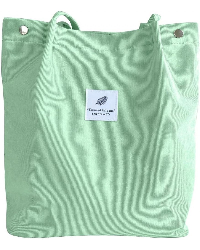 Women's Shoulder Handbags Women Corduroy Tote Bag Big Capacity with Pockets for Office School Green $8.50 Totes