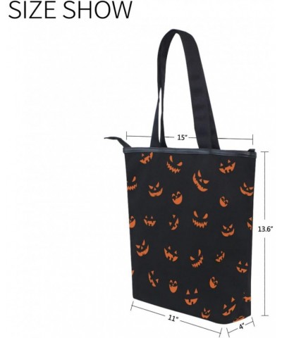 Tote Handbag for Women Tote Bag, Pumpkins on Black Canvas + leather Shoulder Bag, Hobo bag, Satchel Purse(229ut0b) $11.25 Totes