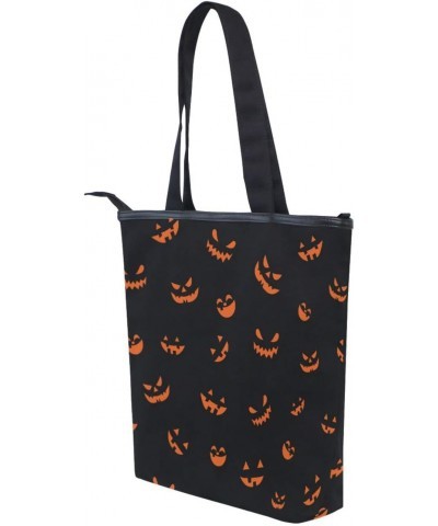 Tote Handbag for Women Tote Bag, Pumpkins on Black Canvas + leather Shoulder Bag, Hobo bag, Satchel Purse(229ut0b) $11.25 Totes