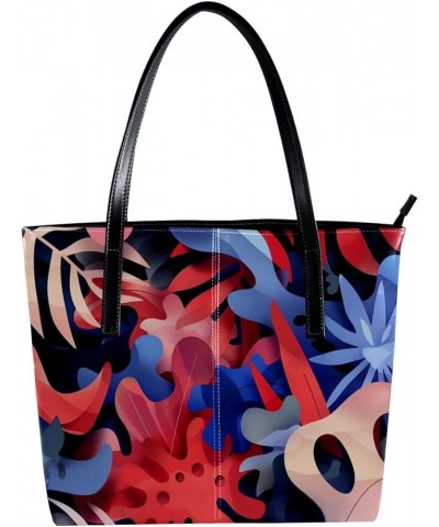 Tote Bags, Large Tote Bags for Women, Women's Tote Handbags, Pink Blue Tropical Leaves, Totes for Women Design 222 $24.50 Totes