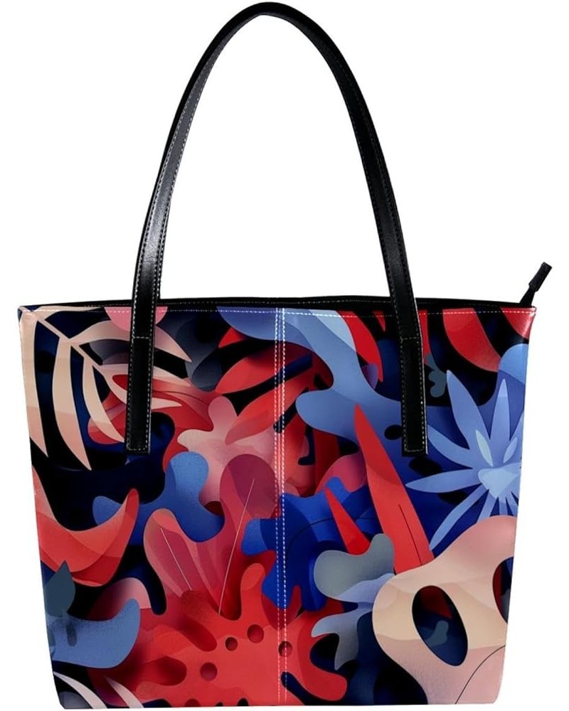 Tote Bags, Large Tote Bags for Women, Women's Tote Handbags, Pink Blue Tropical Leaves, Totes for Women Design 222 $24.50 Totes