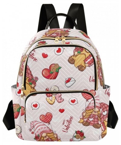 White Rabbits and Daisies Ladies Backpack Quilted Cute Backpacks for Travel Mini Backpack for Women Valentine's Day Gnomes Lo...