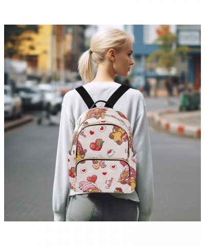 White Rabbits and Daisies Ladies Backpack Quilted Cute Backpacks for Travel Mini Backpack for Women Valentine's Day Gnomes Lo...