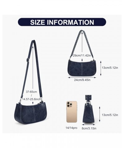 Small Shoulder Bag Y2K Purse for Women Trendy Crossbody Handbag Clutch Purse Classic Retro Satchel Bag Blue $32.31 Totes