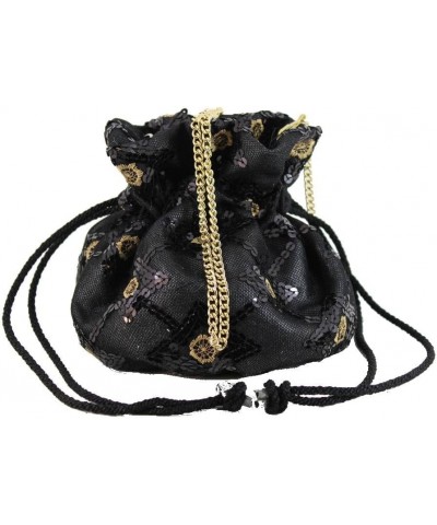 British Hand Made Fantasy Suede Velvet Drawstring Clutch Shoulder Cross-body Bag Evening Black $21.59 Clutches