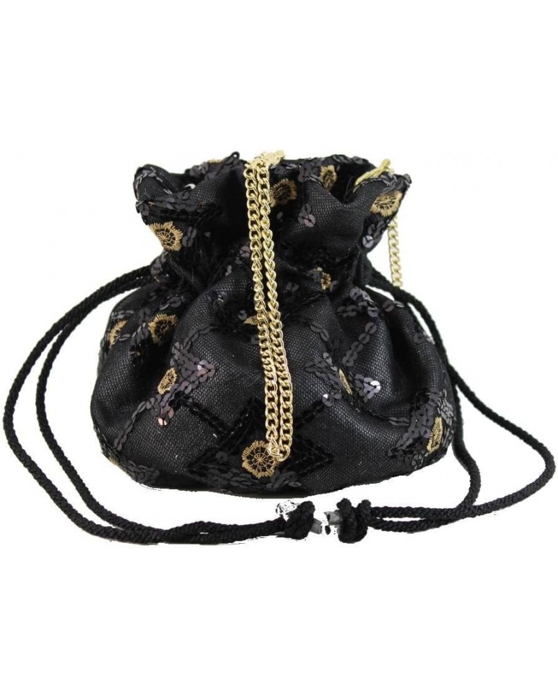 British Hand Made Fantasy Suede Velvet Drawstring Clutch Shoulder Cross-body Bag Evening Black $21.59 Clutches