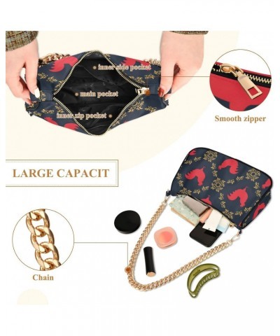 Rooster Shoulder Bag for Women Fabric Crescent Handbag with Zipper Chain Clutch Purses for Travel Party Concert Teen Girls $1...