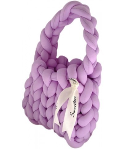 Rope Crochet Bag Handmade Women Underarm Bag Knitting Handbags for Women Woven Solid Color Purse Shopping Bag Purple $17.77 S...