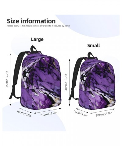 Marble Purple Print Casual Double Shoulder Daypack,Anti-Theft Travel Canvas Backpack For Men And Women Black Small $19.80 Bac...