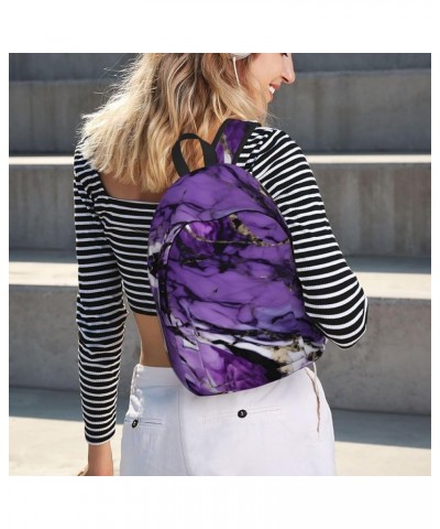 Marble Purple Print Casual Double Shoulder Daypack,Anti-Theft Travel Canvas Backpack For Men And Women Black Small $19.80 Bac...