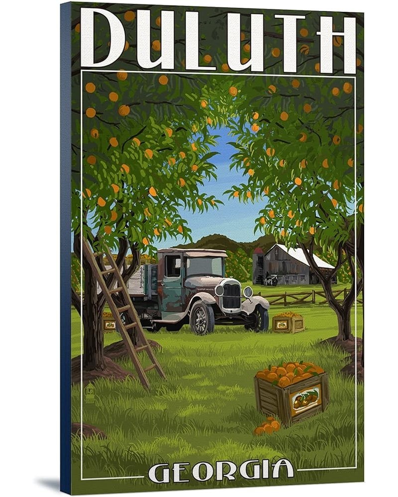 Duluth, Georgia, Peach Orchard with Truck, (24x36 Wrapped Canvas, Wall Decor, Artwork) 16x24 Stretched Canvas $50.40 Totes