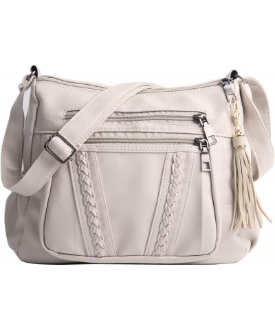 Crossbody Bags For Women Pocketbooks Soft PU Leather Purses and Handbags Multi Pocket Shoulder Bag Cream Beige $13.64 Shoulde...