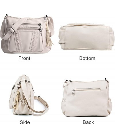 Crossbody Bags For Women Pocketbooks Soft PU Leather Purses and Handbags Multi Pocket Shoulder Bag Cream Beige $13.64 Shoulde...