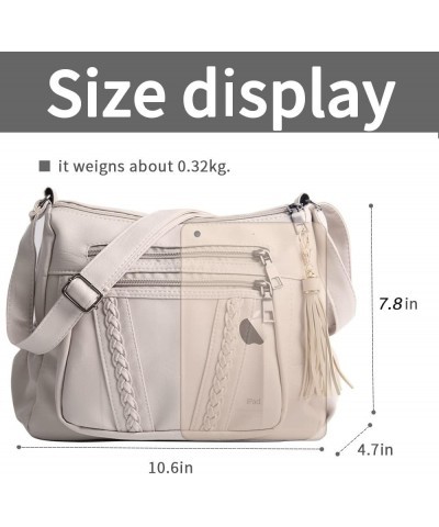 Crossbody Bags For Women Pocketbooks Soft PU Leather Purses and Handbags Multi Pocket Shoulder Bag Cream Beige $13.64 Shoulde...