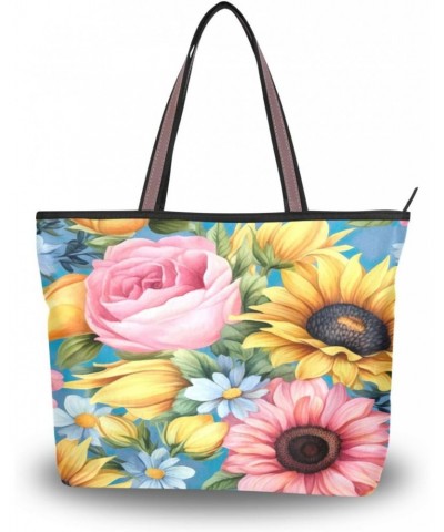 Women Tote Bags Flower Sunflower Top Handle Satchel Handbags Shoulder Bag for Shopping 20848628 $8.40 Satchels