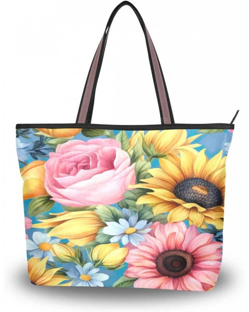 Women Tote Bags Flower Sunflower Top Handle Satchel Handbags Shoulder Bag for Shopping 20848628 $8.40 Satchels