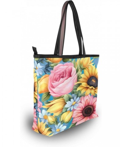 Women Tote Bags Flower Sunflower Top Handle Satchel Handbags Shoulder Bag for Shopping 20848628 $8.40 Satchels