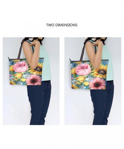 Women Tote Bags Flower Sunflower Top Handle Satchel Handbags Shoulder Bag for Shopping 20848628 $8.40 Satchels