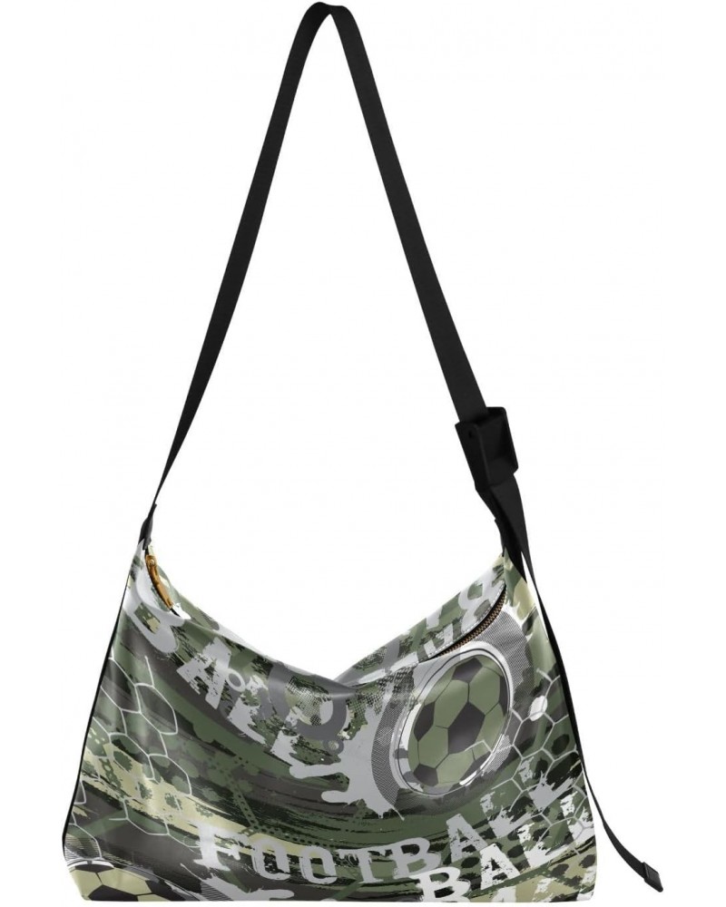 Abstract Military Football Pattern Hobo Crossbody Bags for Women Leather Large Shoulder Bag Cross Body Trendy Womens Tote Bag...