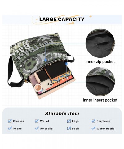 Abstract Military Football Pattern Hobo Crossbody Bags for Women Leather Large Shoulder Bag Cross Body Trendy Womens Tote Bag...