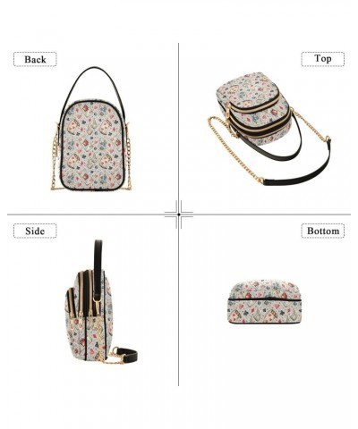 Playing Card Watercolor Quilted Crossbody Bag for Women, Small Cell Phone Bag Shoulder Handbags Purse with Leather Strap $15....