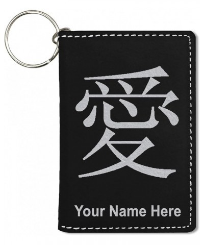 ID Holder Wallet, Chinese Love Symbol, Personalized Engraving Included (Light Brown) Black with Silver $11.48 Wallets