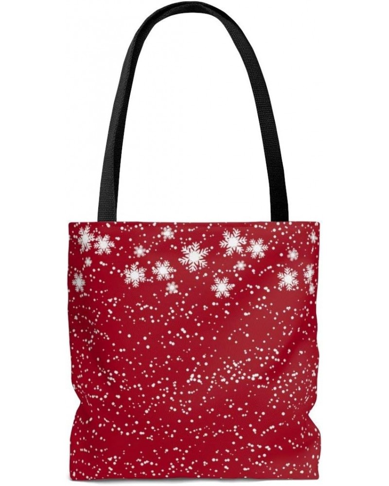 Winter Coming Snow & Snowflakes Carmine Red Tote Bag $17.41 Totes