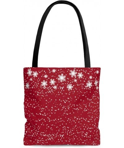 Winter Coming Snow & Snowflakes Carmine Red Tote Bag $17.41 Totes