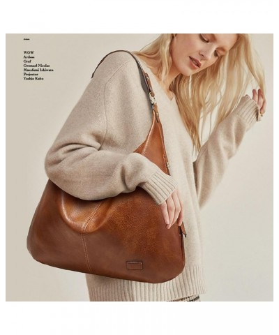 Women's Hobo Bag Soft PU Leather Tote Shoulder Bag Vintage Slouchy Handbag Brown $24.19 Totes