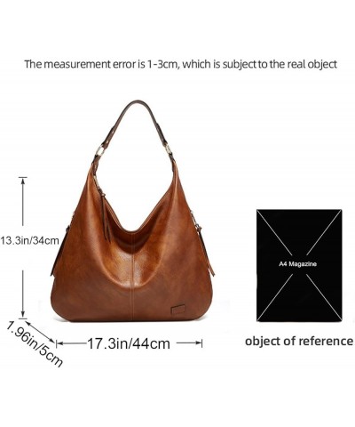 Women's Hobo Bag Soft PU Leather Tote Shoulder Bag Vintage Slouchy Handbag Brown $24.19 Totes