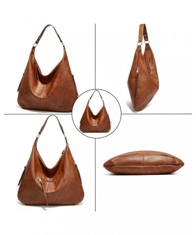 Women's Hobo Bag Soft PU Leather Tote Shoulder Bag Vintage Slouchy Handbag Brown $24.19 Totes