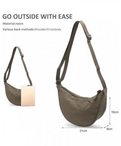 Lightweight Crossbody Bags for Women Nylon Shoulder Bag Casual Everyday Bag Beige Green $17.21 Totes