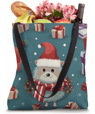 Cute Christmas Hedgehog Holiday Graphic Tote Bag $14.99 Totes