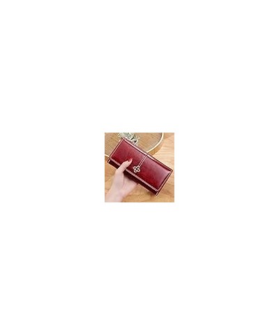 Retro Women's Pu Leather Wallet，New Red Wallets Long Card Holder for Ladies Clutch，Fashion Ladies Large Capacity Leather Purs...