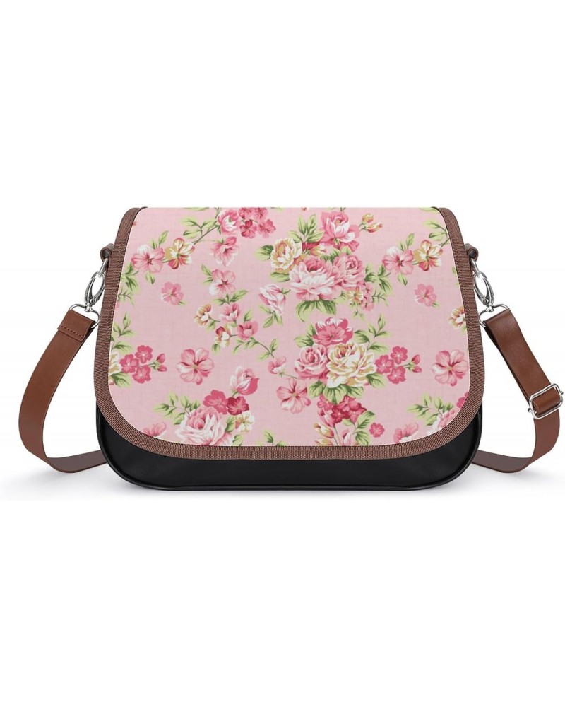 Rose Pink Background Women Crossbody Clutch Purse Handbag Shoulder Bags $16.59 Shoulder Bags