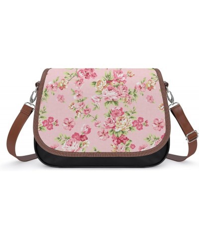 Rose Pink Background Women Crossbody Clutch Purse Handbag Shoulder Bags $16.59 Shoulder Bags