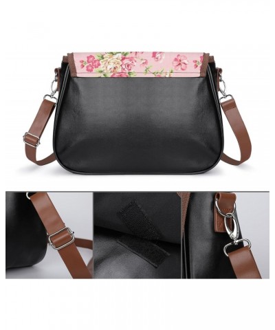 Rose Pink Background Women Crossbody Clutch Purse Handbag Shoulder Bags $16.59 Shoulder Bags