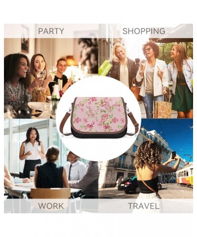 Rose Pink Background Women Crossbody Clutch Purse Handbag Shoulder Bags $16.59 Shoulder Bags