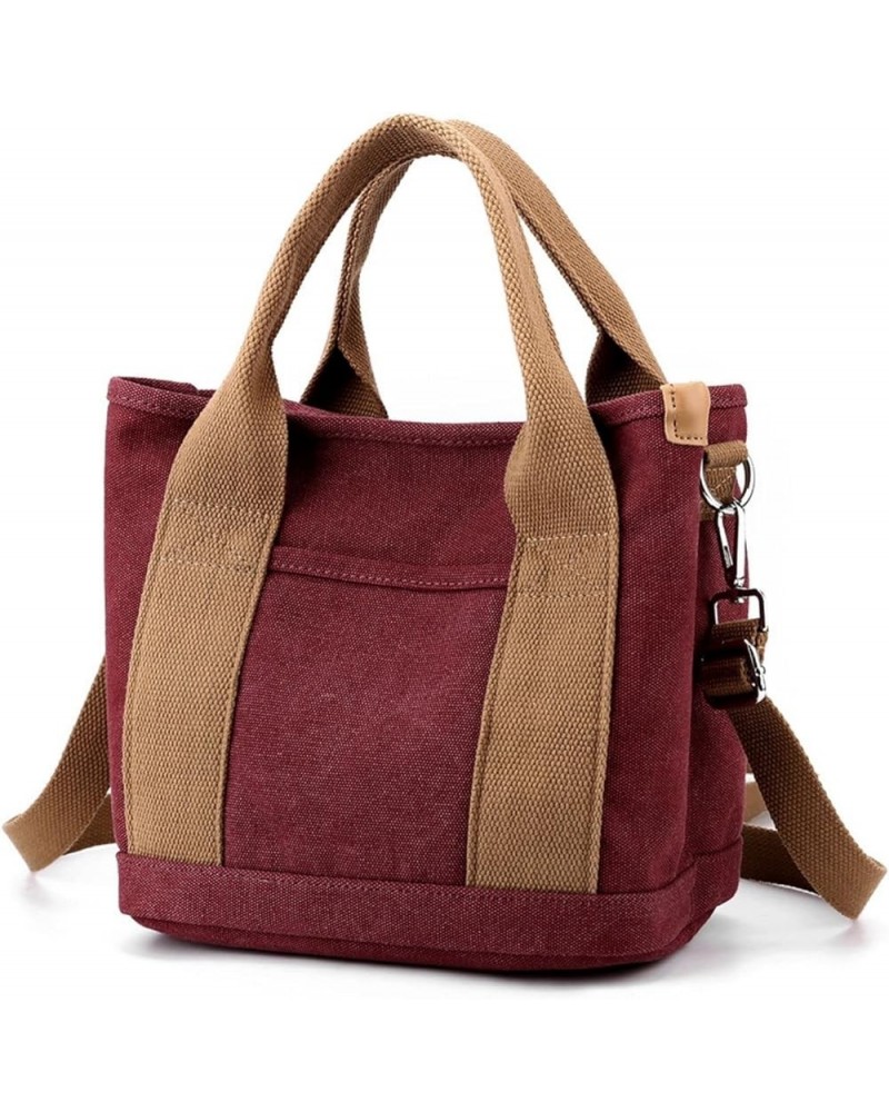 Canvas Messenger bags for women,Tote Crossbody Shoulder Bag Satchel Purse Claret Red $13.05 Totes