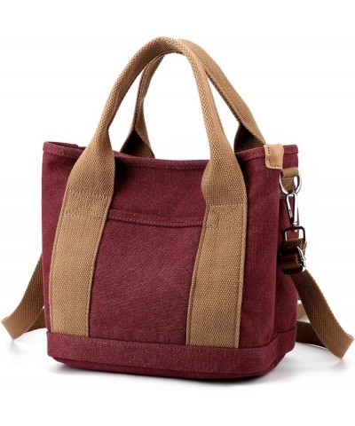 Canvas Messenger bags for women,Tote Crossbody Shoulder Bag Satchel Purse Claret Red $13.05 Totes