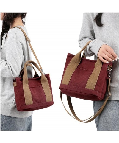 Canvas Messenger bags for women,Tote Crossbody Shoulder Bag Satchel Purse Claret Red $13.05 Totes