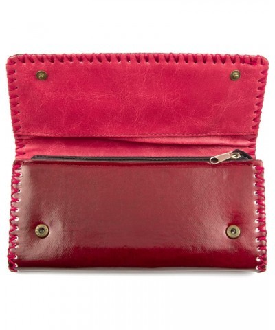 Women's Floral Embossed Vegan Leather Wallet in Burgundy $12.41 Wallets