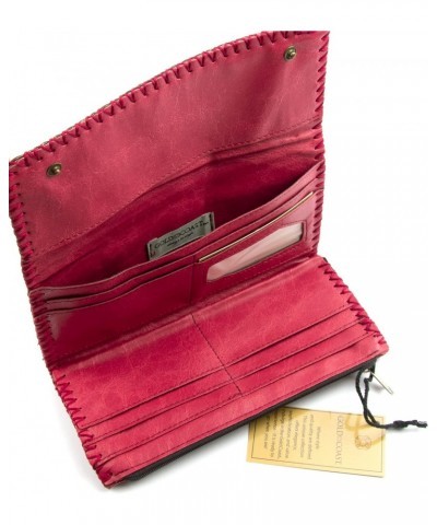 Women's Floral Embossed Vegan Leather Wallet in Burgundy $12.41 Wallets