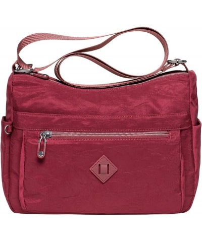 Women Crossbody Bag Handbag Lightweight Shoulder Purse Nylon Multi Pocket Crossbody Bag Ladies Travel Handbag 1513-red $11.76...